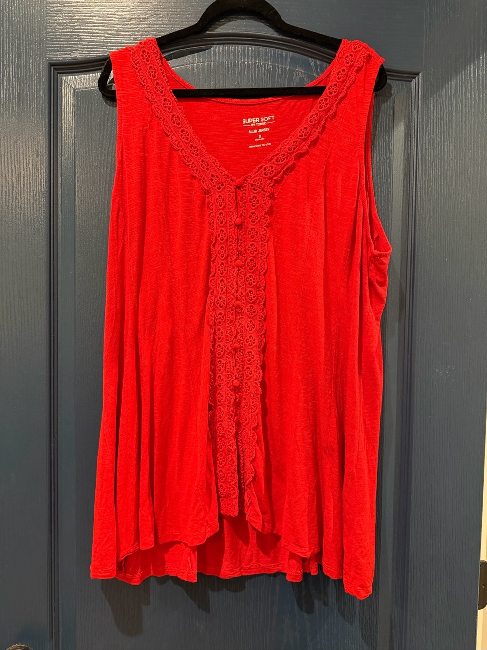 torrid Red Lace-Trim V-Neck Tank (2)